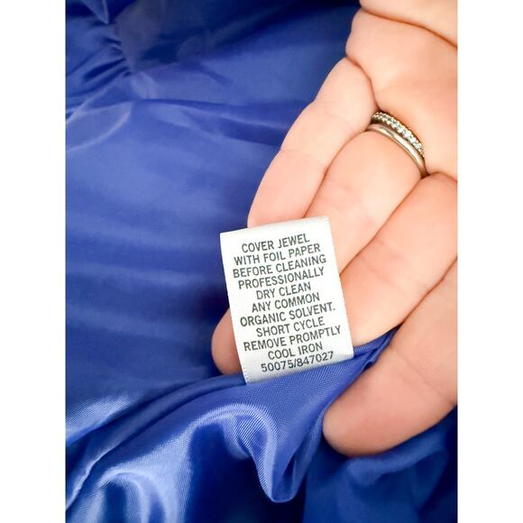 Cache | Y2K Satin Blue Strapless Bubble Hem Mini Prom Cocktail Vintage Dress | 4 - Picture 5 of 8